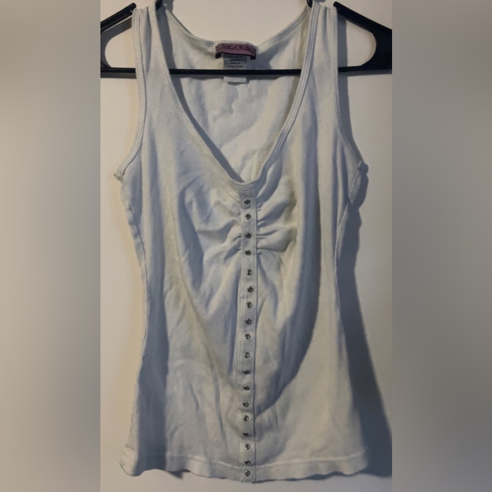 L.A Kitty Scrunched White X-Large Women’s Tank Top